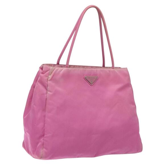 PRADA Hand Bag Nylon Pink Silver - Picture 1 of 13